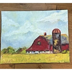 Freeman Kentucky Barn Original Oil Painting  – 22x28 Canvas – Rustic Farmhouse